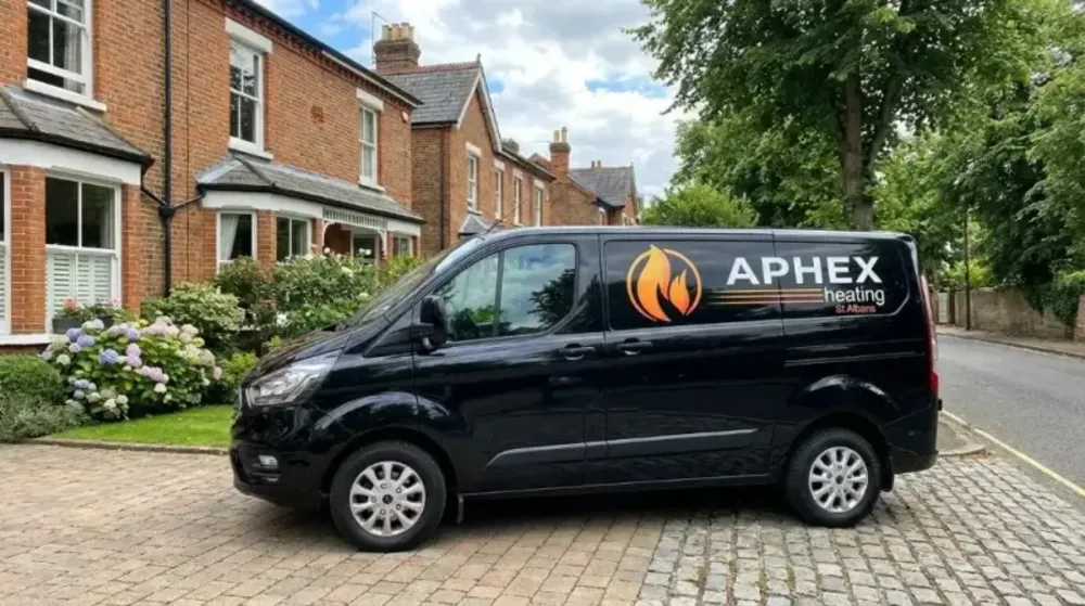 Black Aphex Heating service van parked in St Albans